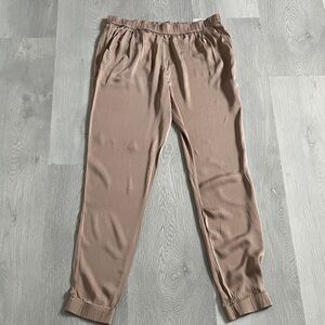 GYPSY05 WOMENS SILK PANTS BROWN LIGHTWEIGHT JOGGER HAREM POCKETS MEDIUM